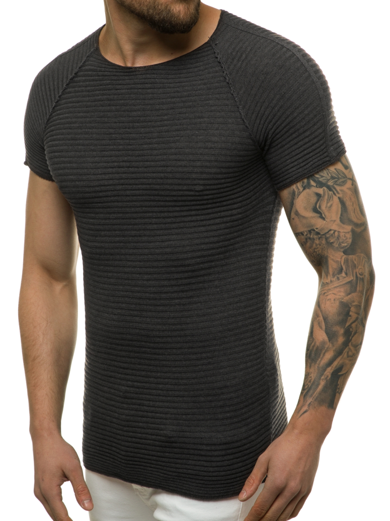 Grafitinė vyriška palaidinė trumpomis rankovėmis OZONEE L/2297