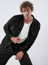 Juodi vyriški marškiniai OZONEE O/GOM23039