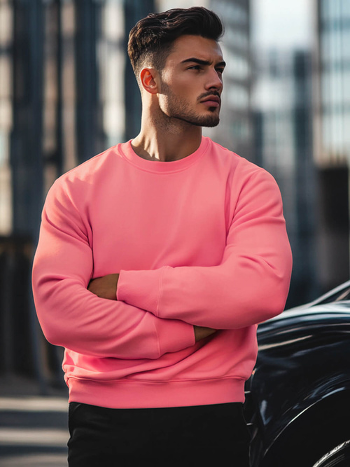 Rožinis vyriškas džemperis OZONEE JS/2001-10Z