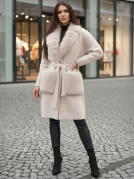 Smėlinis spalva moteriškas paltas OZONEE JS/53M5200/155Z