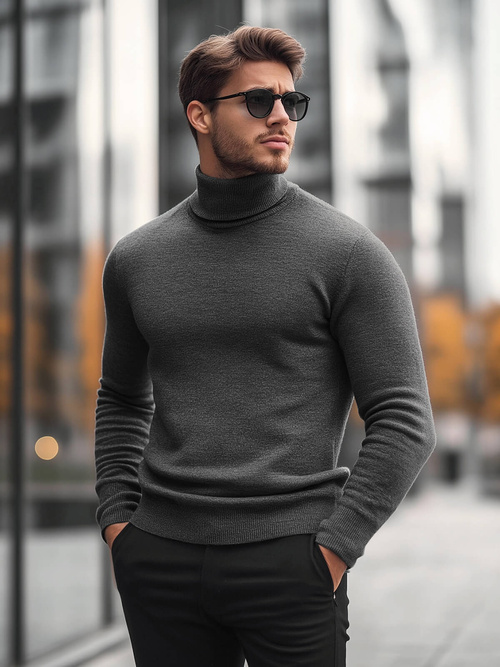 Grafitinis vyriškas megztinis OZONEE O/GM303Z