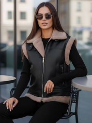 Juoda moteriška odinė liemenė OZONEE JS/61M8503/392Z