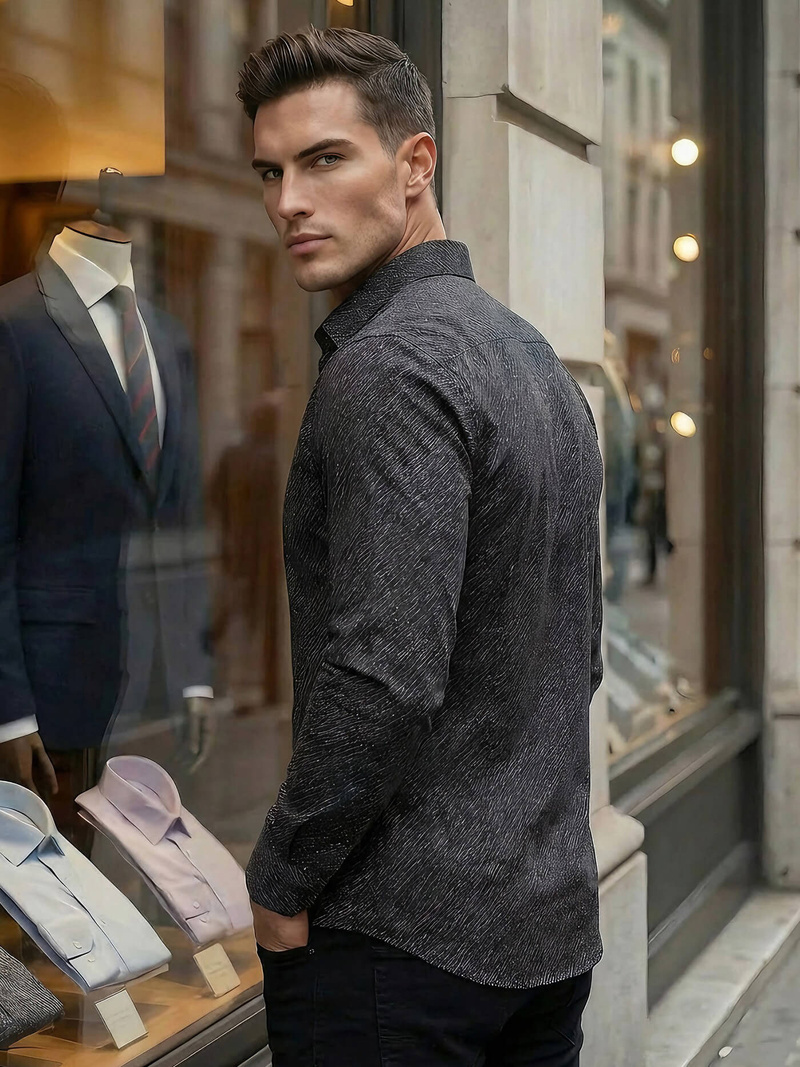 Juodi vyriški marškiniai OZONEE V/V184Z