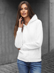 Baltas moteriškas džemperis su užtrauktuku OZONEE JS/W03Z
