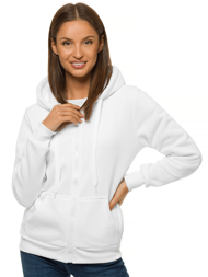 Baltas moteriškas džemperis su užtrauktuku OZONEE JS/W03Z
