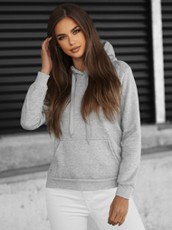 Pilkas moteriškas džemperis su gobtuvu OZONEE JS/W02Z