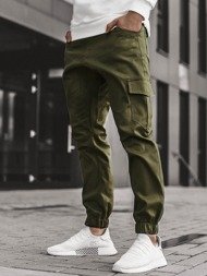 Rusvai žalsvos vyriškos jogger stiliaus kelnės OZONEE A/404