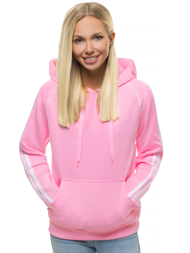Šviesiai-Rožinis moteriškas džemperis su gobtuvu OZONEE JS/JK88117/20